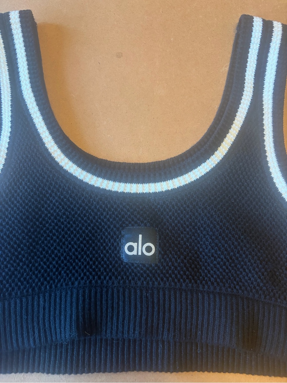 ALO Yoga Tennis club knit black and white set (top, skirt, pullover sweater ) - Picture 6 of 16